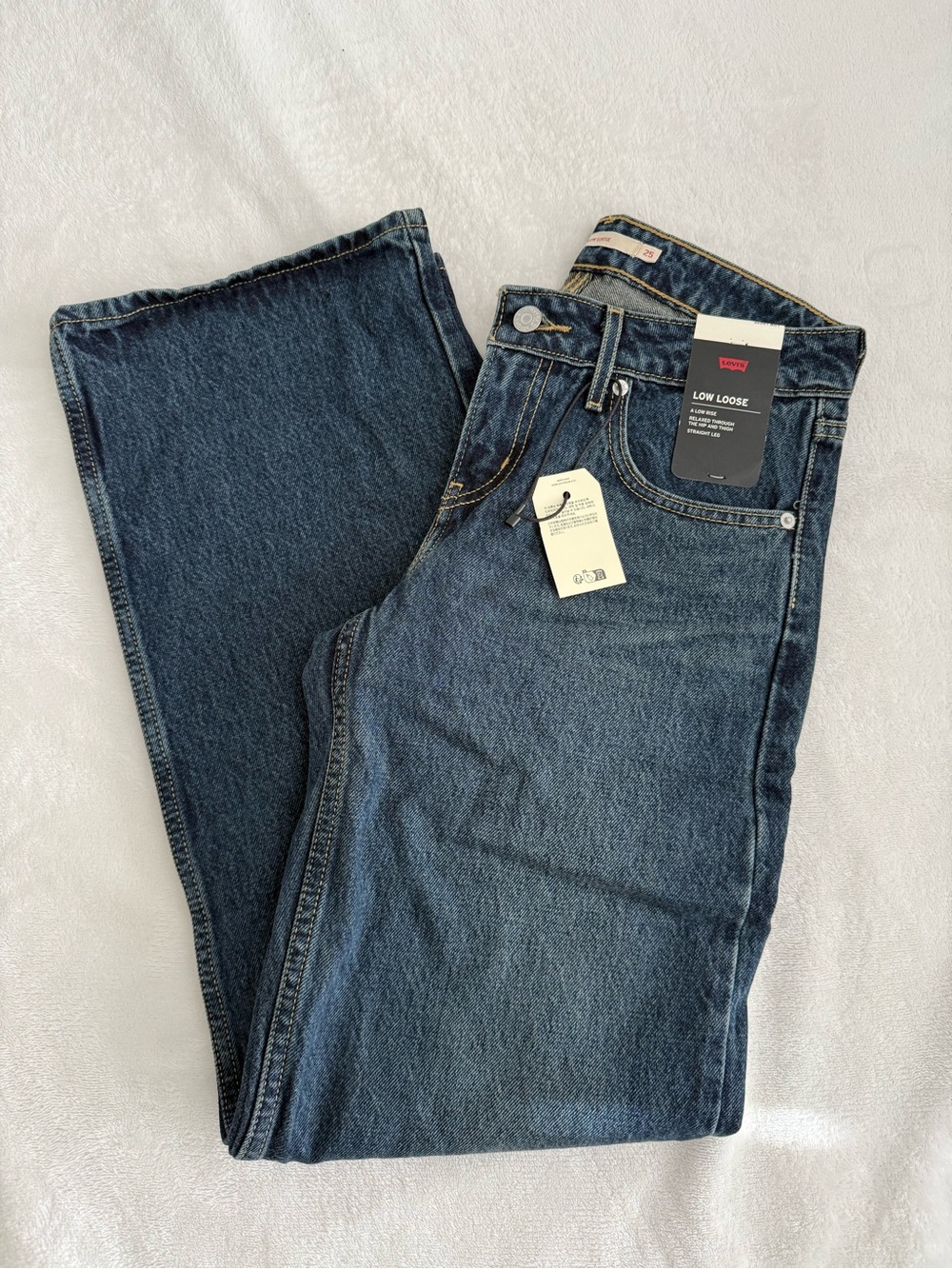 Levi's Dark Blue Relaxed Low Loose Straight Jeans - Picture 1 of 4